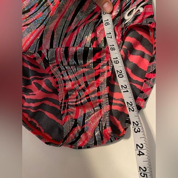 GK elite gymnastics tank practice Leotard Hot pink zebra foil print Adult -AS - Picture 4 of 8